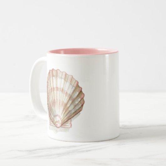 Roze en Cream Seashell Tweekleurige Koffiemok (Voorkant links)