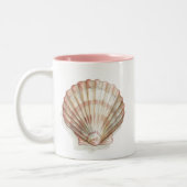 Roze en Cream Seashell Tweekleurige Koffiemok (Links)