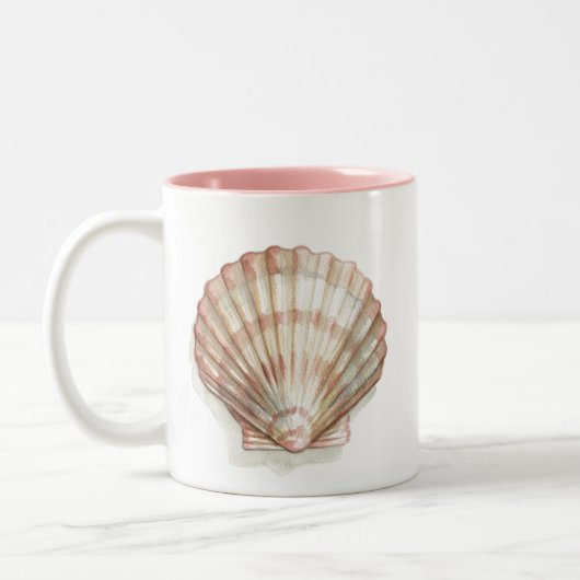 Roze en Cream Seashell Tweekleurige Koffiemok (Links)