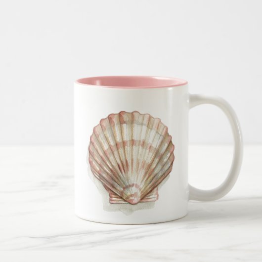 Roze en Cream Seashell Tweekleurige Koffiemok (Rechts)