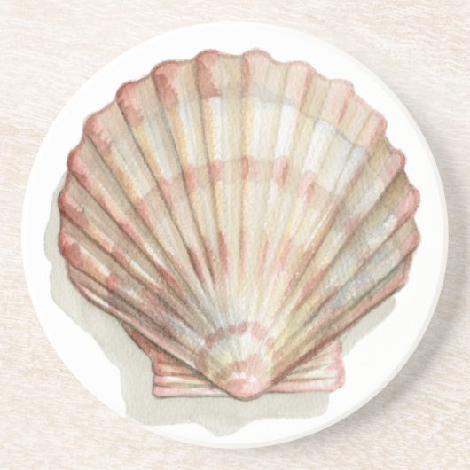 Roze en Cream Seashell Zandsteen Onderzetter (Voorkant)