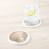 Roze en Cream Seashell Zandsteen Onderzetter (Zijkant)