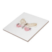 Roze en Cream Watercolor Vlinder Tegeltje (Zijkant)