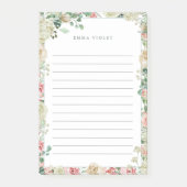Roze en Cream  Waterverf Floral naam Post-it® Notes (Voorkant)