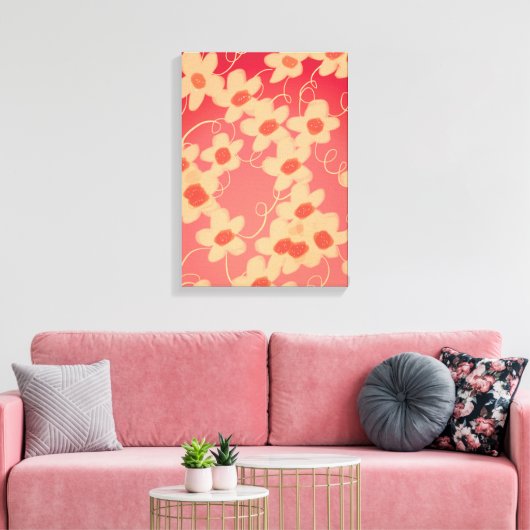 Roze en Creamy Blossom Canvas Afdruk (Insitu (Woonkamer))