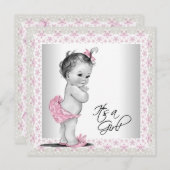 Roze en crème Baby shower Kaart (Voorkant / Achterkant)