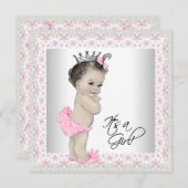 Roze en crème Baby shower Kaart (Voorkant / Achterkant)