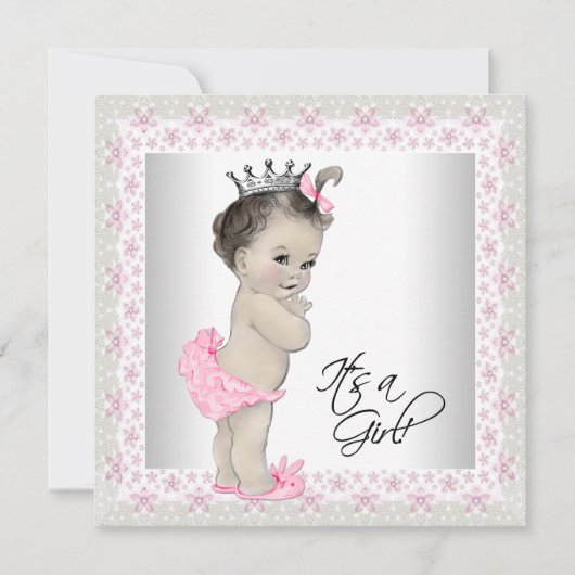 Roze en crème Baby shower Kaart (Voorkant)