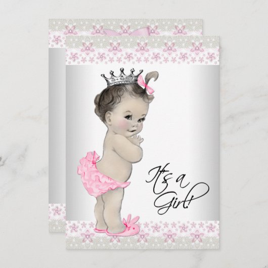 Roze en crème Baby shower Kaart (Voorkant / Achterkant)