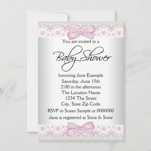 Roze en crème Baby shower Kaart (Achterkant)