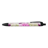 Roze en Crème Bloemen Inktpen Zwarte Inkt Pen (Bovenkant)