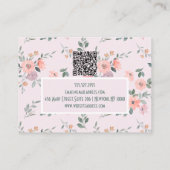 Roze en Crème Bloemen met QR Visitekaartje (Achterkant)