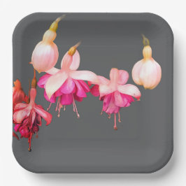 Roze en crème bloemen papieren bordje