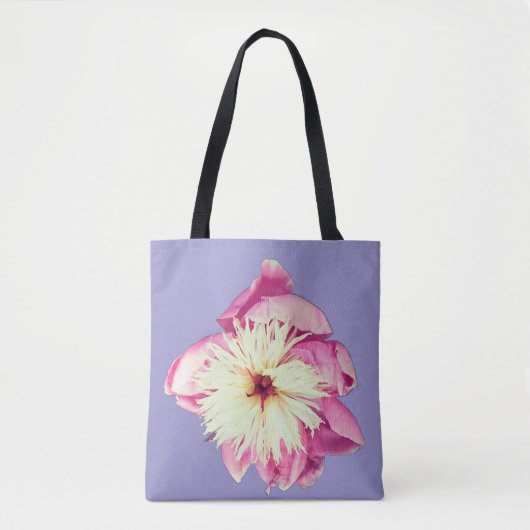 Roze en crème bloemen tote bag (Voorkant)