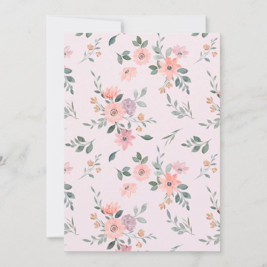 Roze en crème bloemenbruiloft kaart (Achterkant)