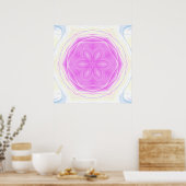 Roze en Crème caleidoscopische Mandala Art Poster (Keuken)