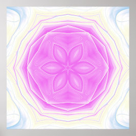 Roze en Crème caleidoscopische Mandala Art Poster