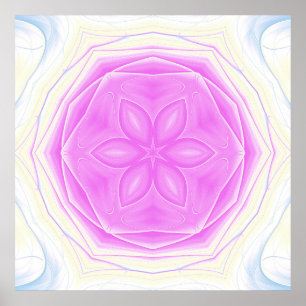 Roze en Crème caleidoscopische Mandala Art Poster