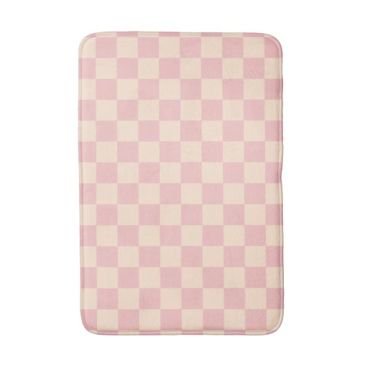 Roze en Crème Checkerboard Badmat (Voorkant Verticaal)
