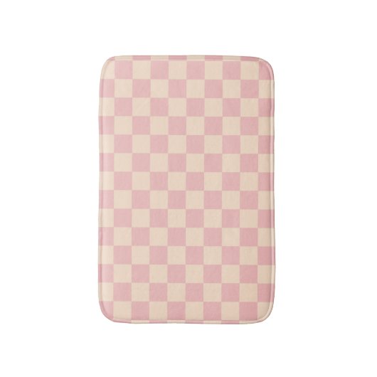 Roze en Crème Checkerboard Badmat (Voorkant Verticaal)