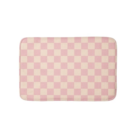Roze en Crème Checkerboard Badmat (Voorkant)