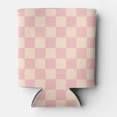 Roze en Crème Checkerboard Blikjeskoeler (Voorkant)