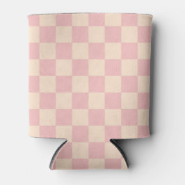 Roze en Crème Checkerboard Blikjeskoeler