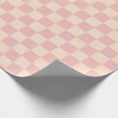 Roze en Crème Checkerboard Cadeaupapier (Hoek)