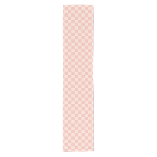 Roze en Crème Checkerboard Korte Tafelloper (Voorkant)