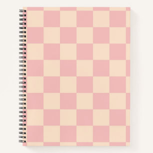 Roze en Crème Checkerboard Notitieboek