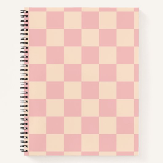 Roze en Crème Checkerboard Notitieboek (Voorkant)