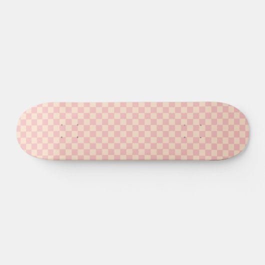 Roze en Crème Checkerboard Persoonlijk Skateboard (Horizontaal)