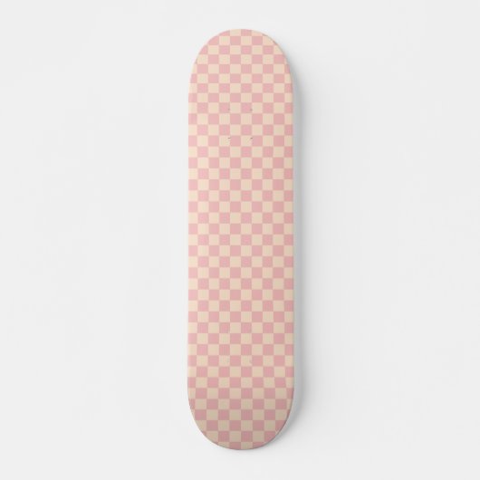 Roze en Crème Checkerboard Persoonlijk Skateboard (Voorkant)