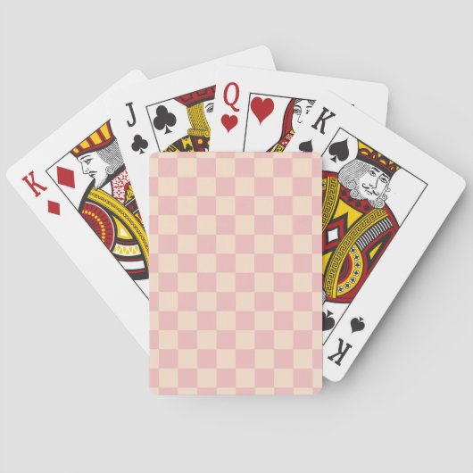 Roze en Crème Checkerboard Pokerkaarten (Achterkant)