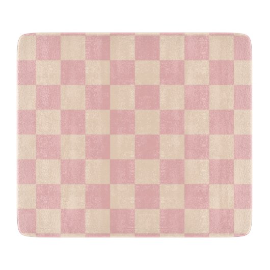 Roze en Crème Checkerboard Snijplank (Voorkant)
