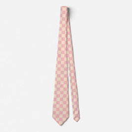 Roze en Crème Checkerboard Stropdas