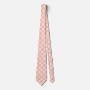 Roze en Crème Checkerboard Stropdas