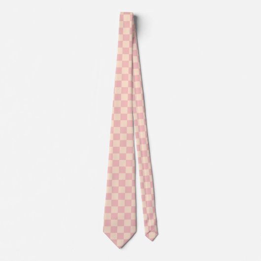 Roze en Crème Checkerboard Stropdas (Voorkant)