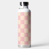 Roze en Crème Checkerboard Waterfles (Rechts)