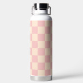 Roze en Crème Checkerboard Waterfles (Achterkant)