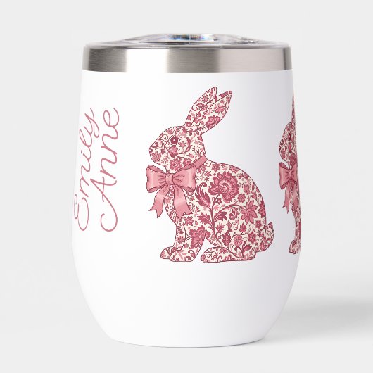 Roze en Crème Chinoiserie Paashaas (Voorkant)
