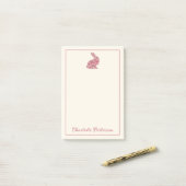 Roze en Crème Chinoiserie Paashaas Post-it® Notes (Op bureau)