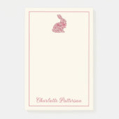 Roze en Crème Chinoiserie Paashaas Post-it® Notes (Voorkant)