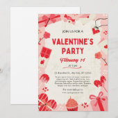 Roze en Crème Cute Valentijnsdag Feestkaart Feestdagenkaart (Voorkant / Achterkant)