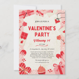Roze en Crème Cute Valentijnsdag Feestkaart Feestdagenkaart