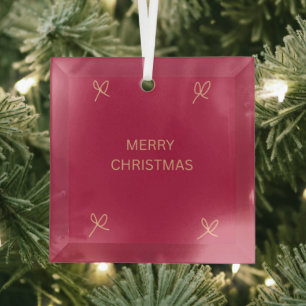 Roze en Crème Geïllustreerde Boog Kerstmis Mok Glas Ornament