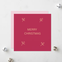 Roze en Crème Geïllustreerde Strik Prettig Kerstfe