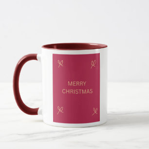 Roze en Crème Geïllustreerde Strik Prettig Kerstmo Mok