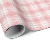 Roze en Crème Gingham Plaid Tartan Cadeaupapier (Rol Hoek)