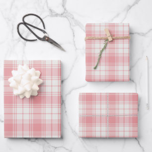 Roze en Crème Gingham Plaid Tartan Inpakpapier Vel